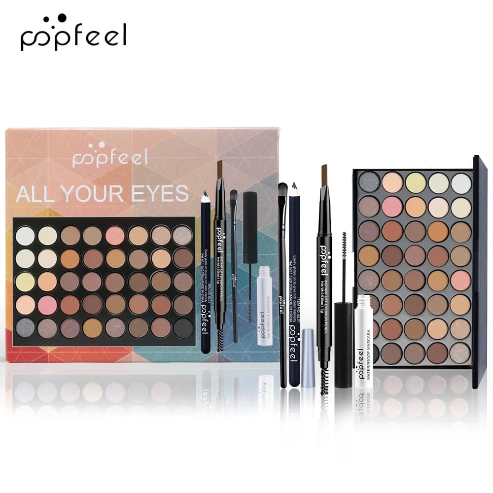 POPFEEL Eye makeup set, eye shadow palette, eyeliner, mascara, eyebrow pencil, makeup tool set box, women gifts