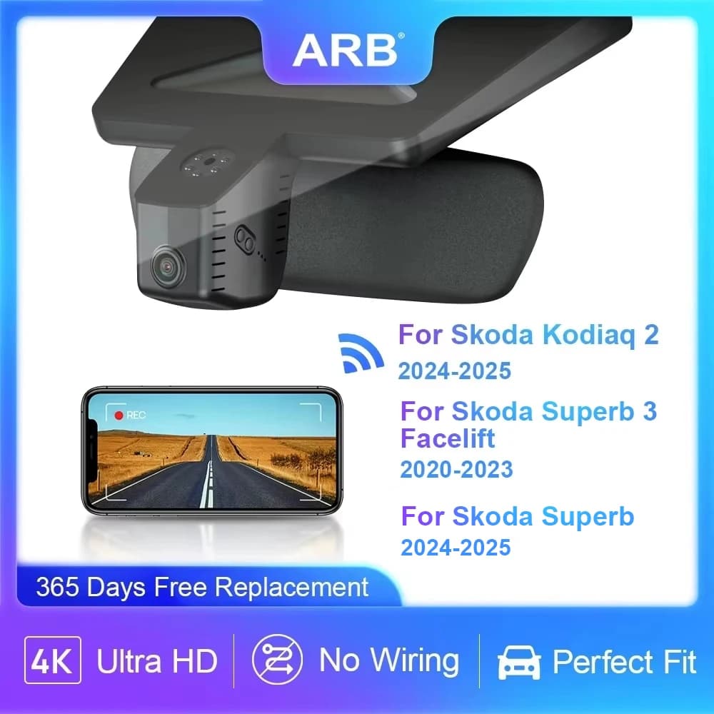 Dashcam for Skoda Kodiaq 2 2024-2025 and Superb 3 Facelift 2020-2023, for Skoda Superb 2024 2025, ARB 4K OEM Look DVR for car with WIFI