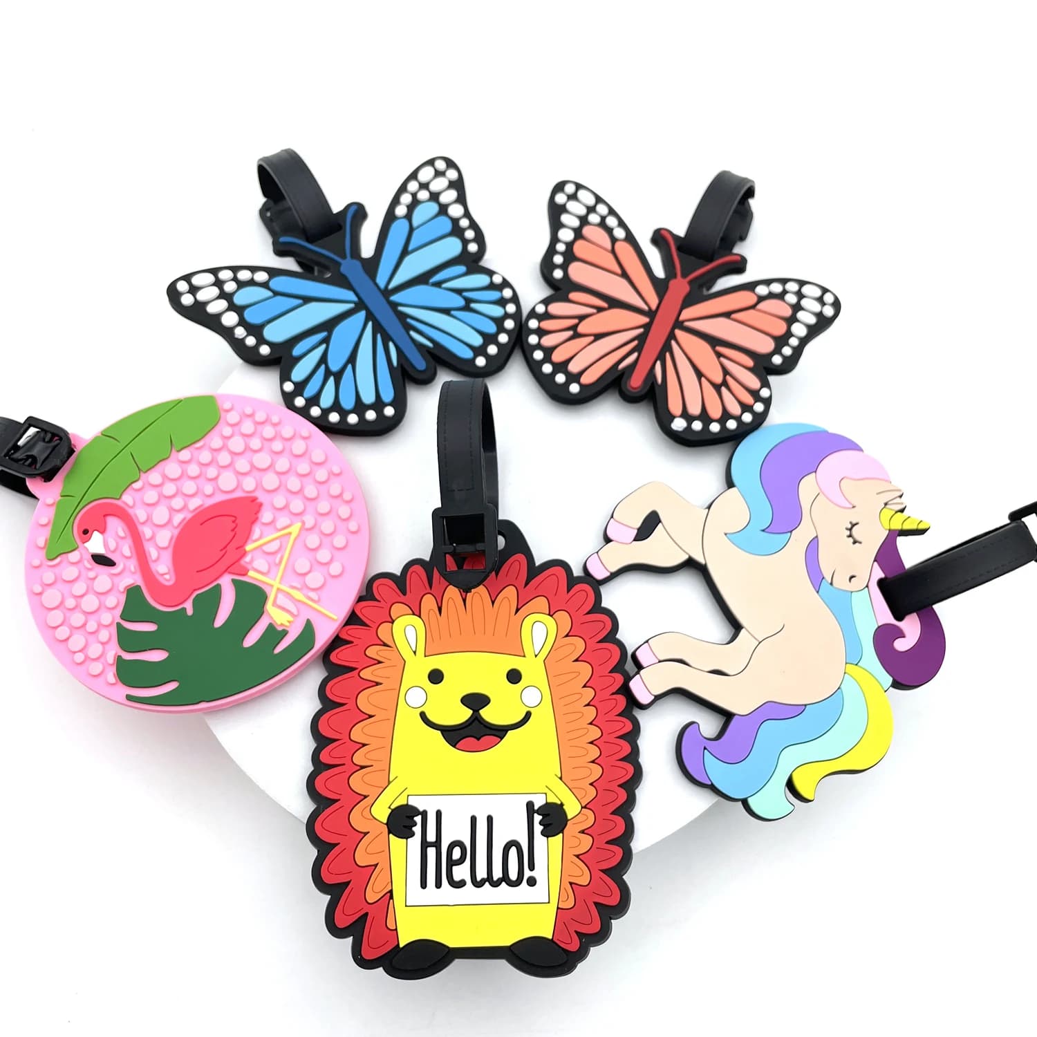 1PC etichette per bagagli in gomma morbida PVC Cartoon Unicorn Card set carte d'imbarco in Silicone etichette per bagagli etichette appese etichette per spedizioni