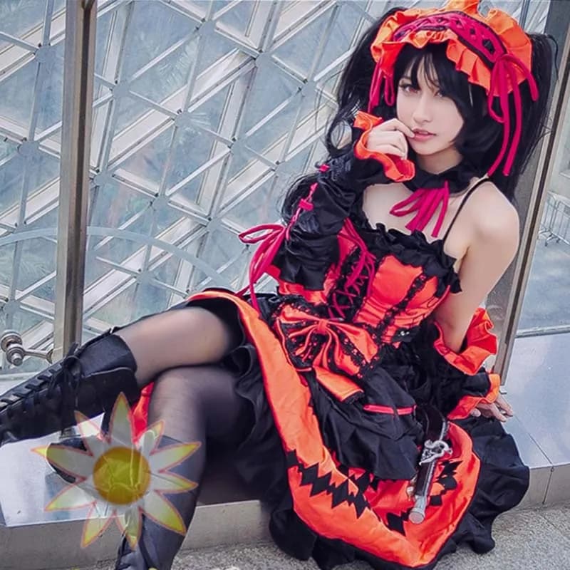 Custom Made nuovo arrivo data A Live Costume Cosplay Tokisaki Kurumi Hallween Party Costume Dress per le donne ragazza