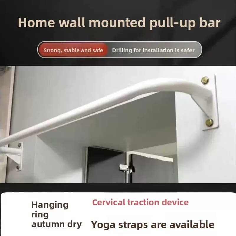 Wall & Door Mounted Pull Up Bar, Drilled Fixed Horizontal Bar Indoor Home Gym Fitness Training Bar for Upper Body Workout