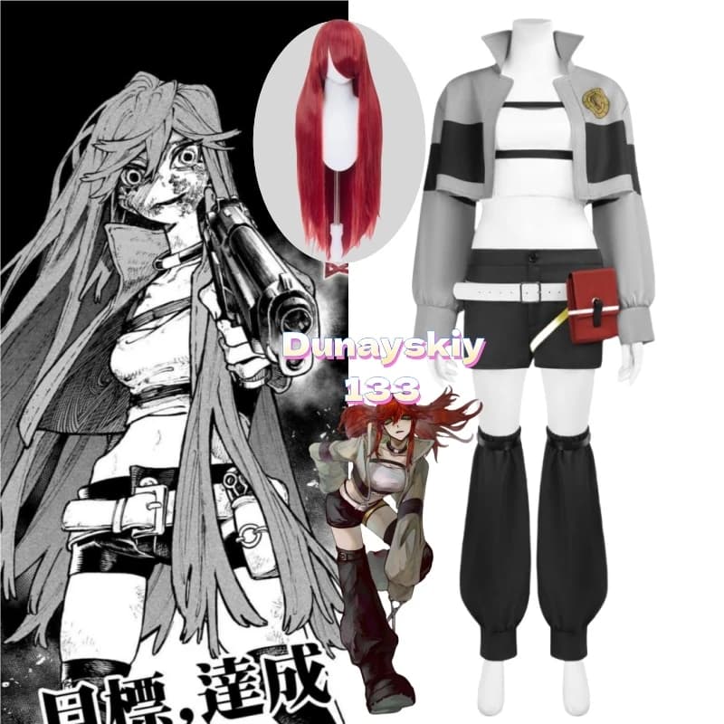 GACHIAKUTA Riyo Bundle of Soul Cosplay Wigs - Uniform punk Jirai Kei Y2K: short jacket, shorts, wigs + bag Fashion dress