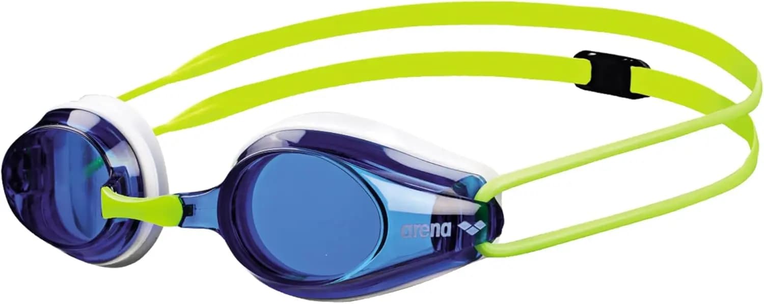 Occhialini da Nuoto Unisex per Giovani, Lenti Antiappannamento, Blu Bianco Giallo Fluorescente