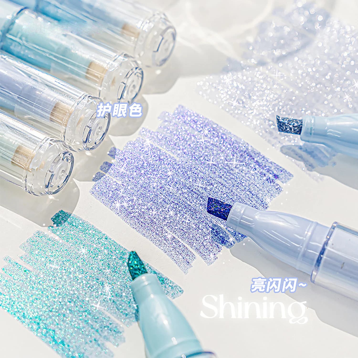 4 Pz/scatola Scintillante Evidenziatore Perlescente Lucido Glitter Marker Ufficiale/Pianificatore/Scrapbook Decorazione FAI DA TE Disegno Penna Fluorescente