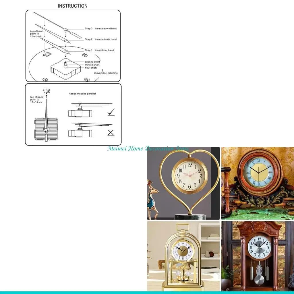 H7BF 2 Pezzi Meccanismo per Orologio a Pendolo Accessori Movimento Quarzo Fai da Te con 6 Paia Lancette per Orologio