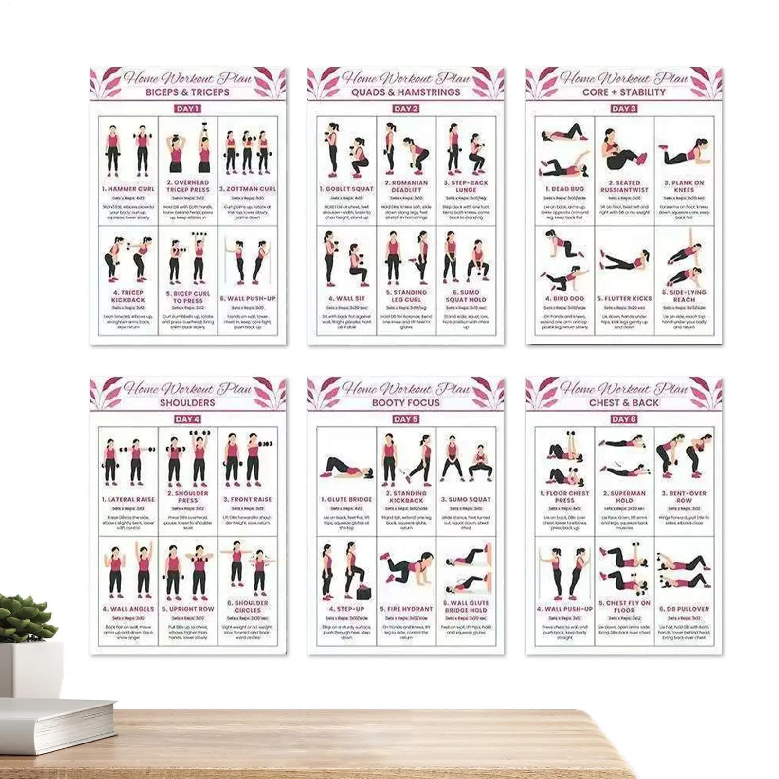 Full Body Home Gym Fitness Guide Yoga Manubri Exercise Action Table for dorm Office Apartment Bedroom