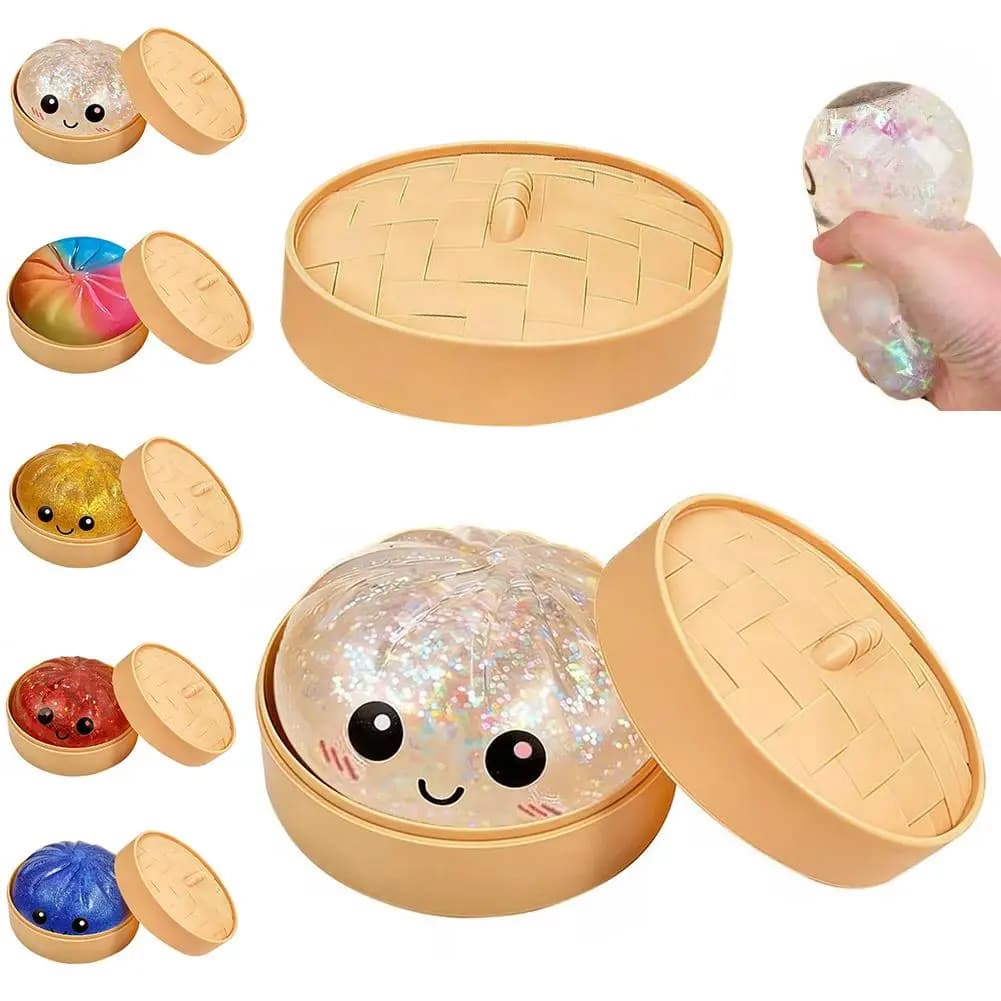 Giocattolo Antistress a Forma di Panino al Vapore, Palline Sensoriali Antistress, Impasto Morbido per Decompressione e Riduzione dell'Ansia, Regalo per Adulti e Bambini