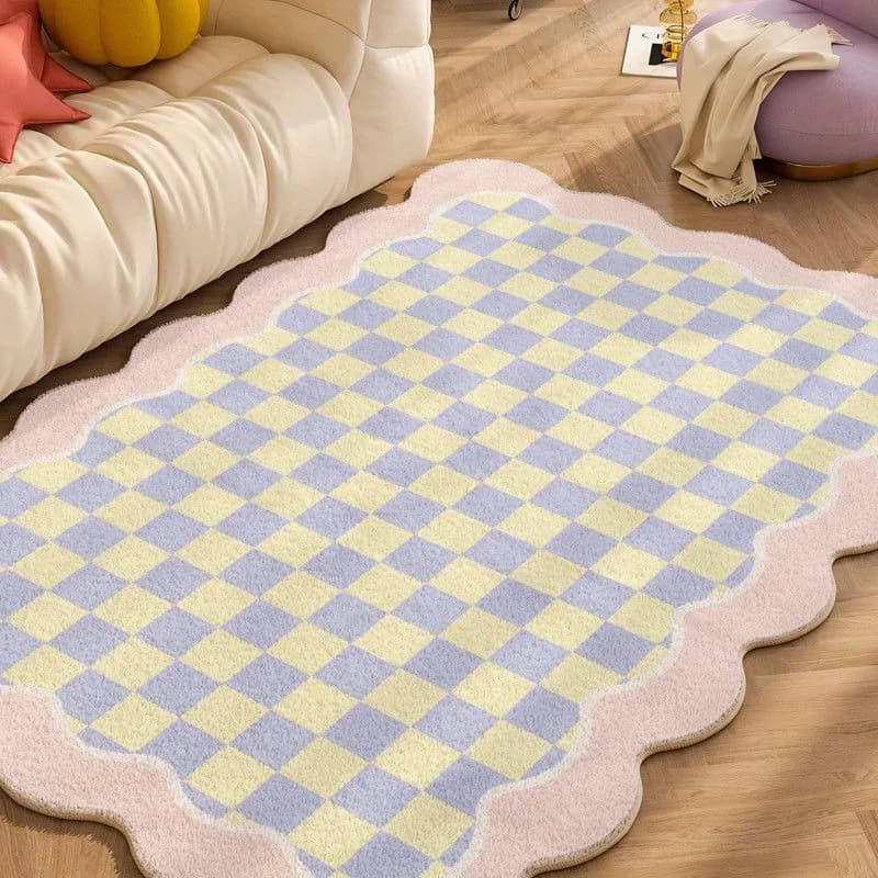 Tappeto da soggiorno morbido e confortevole in stile nordico Tappeti a quadretti irregolari per la casa Tappeto decorativo per studio guardaroba