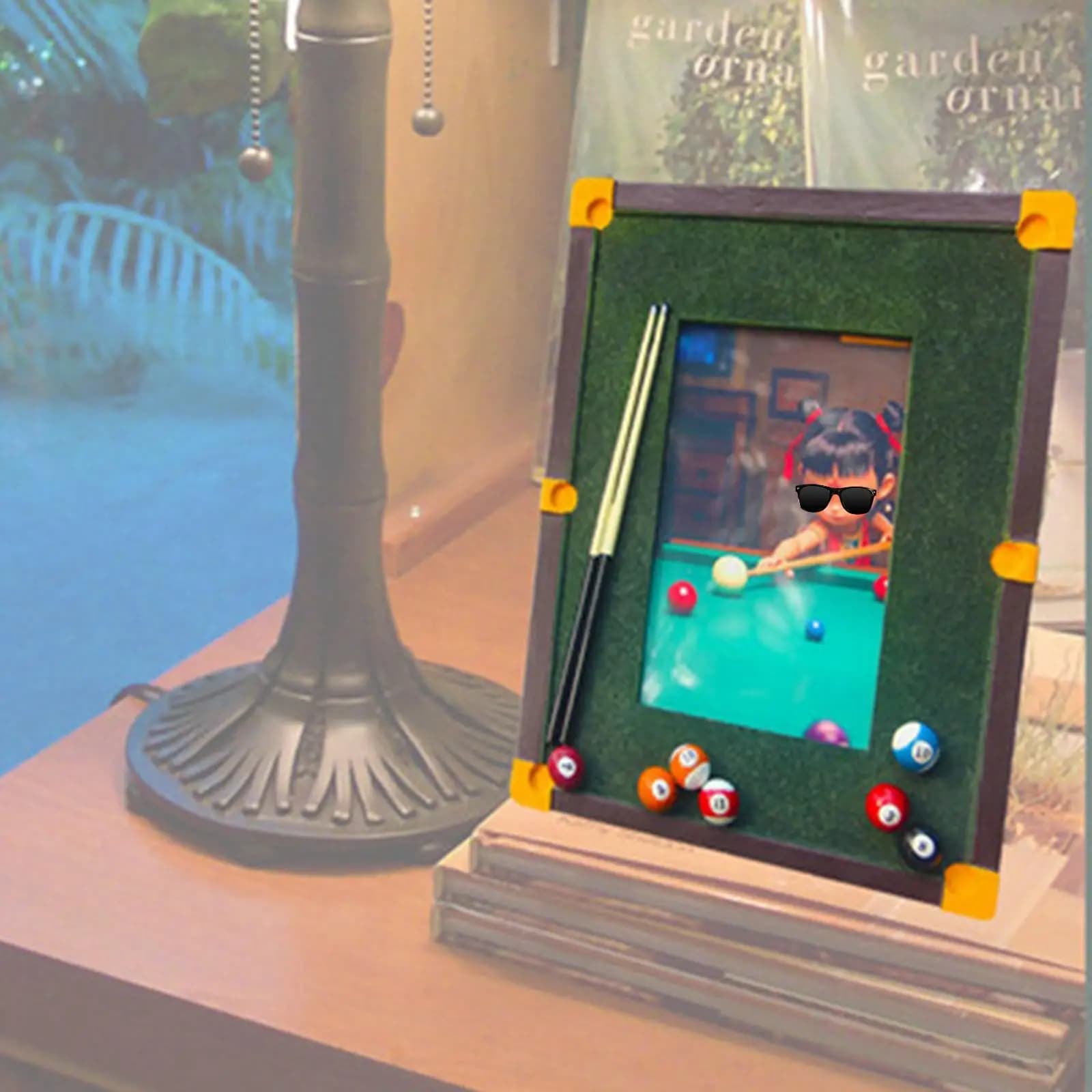 Sports Inspired Billiards Theme Photo Frame Desktop Display Resin MDF Picture Holder for Gift Photo Living Room Keepsake