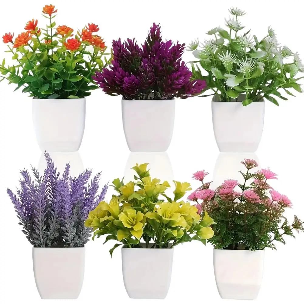 Fiori artificiali in vaso, piante finte realistiche, fiori decorativi finti per la decorazione di casa, ufficio, giardino, bonsai.