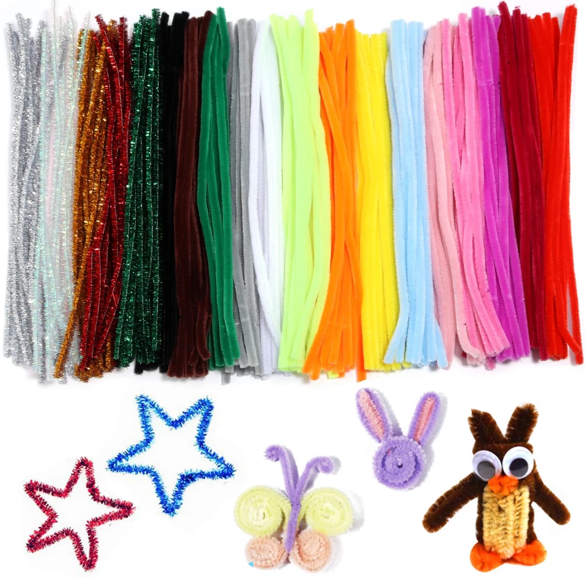 100 pz Glitter Chenille Steli Detergenti Per Tubi Peluche Tinsel Steli Wired Sticks Per Bambini Educativi FAI DA TE Forniture Artigianali Giocattoli Creazione