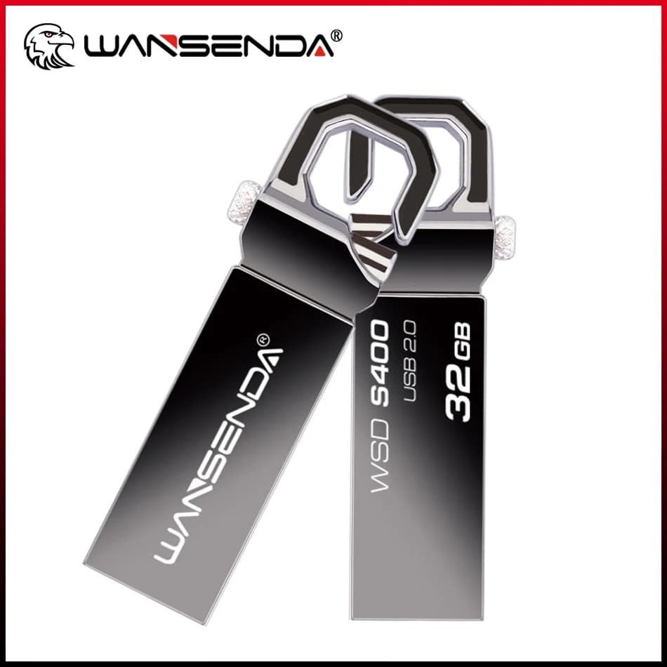 WANSENDA Chiavetta USB in metallo Portachiavi Pen Drive 64 GB 32 GB 16 GB 8 GB Pendrive 128 GB USB 2.0 Memory Stick Disco U impermeabile