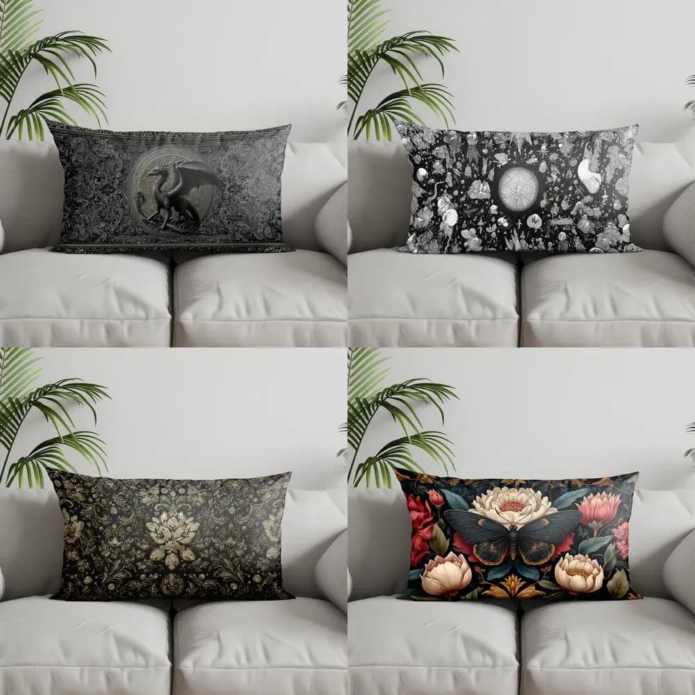 Home decor Cushion with ornamental dragon pattern suitable for sofa bedroom Car cushion Rectangular backrest cushion
