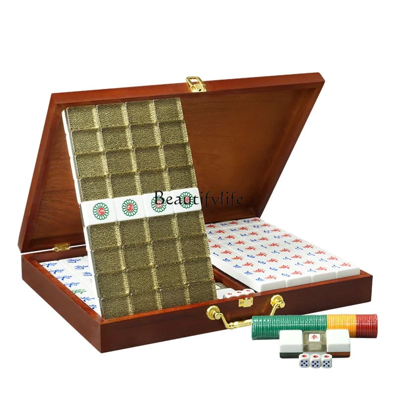 Piastrelle Mahjong per uso domestico, struttura in cristallo, mahjong nero e oro di grandi dimensioni, medie e di fascia alta