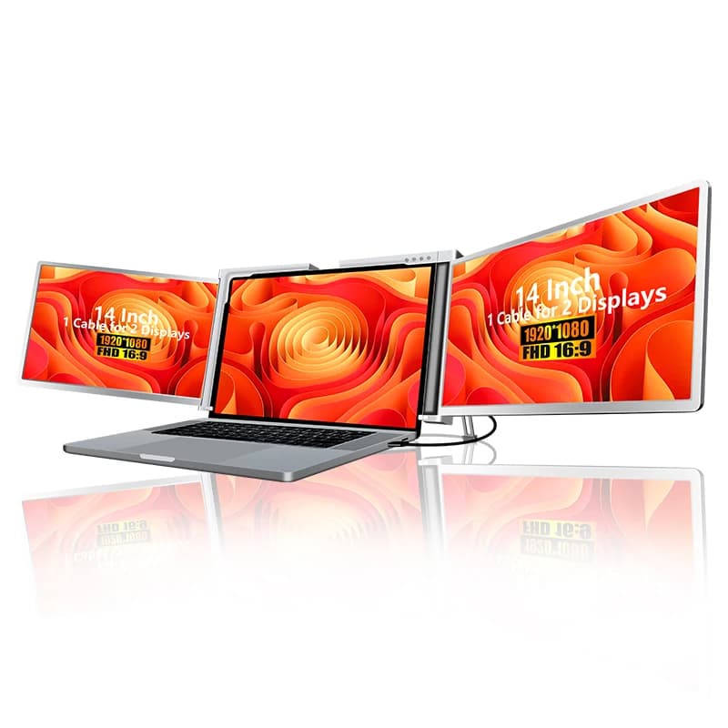 Triple Portable Monitor Screen Extender Compatible With 14-17" Laptop FHD Dual 14 Inch Monitor