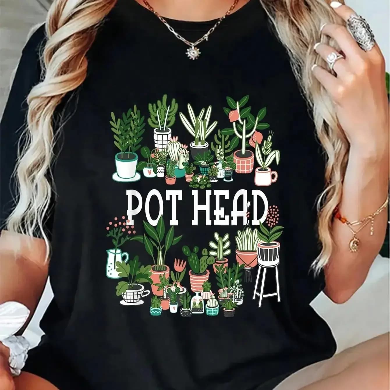 100% Cotton Plant Lover And Gardener: Pot Head Succulent Short Sleeve T-Shirt