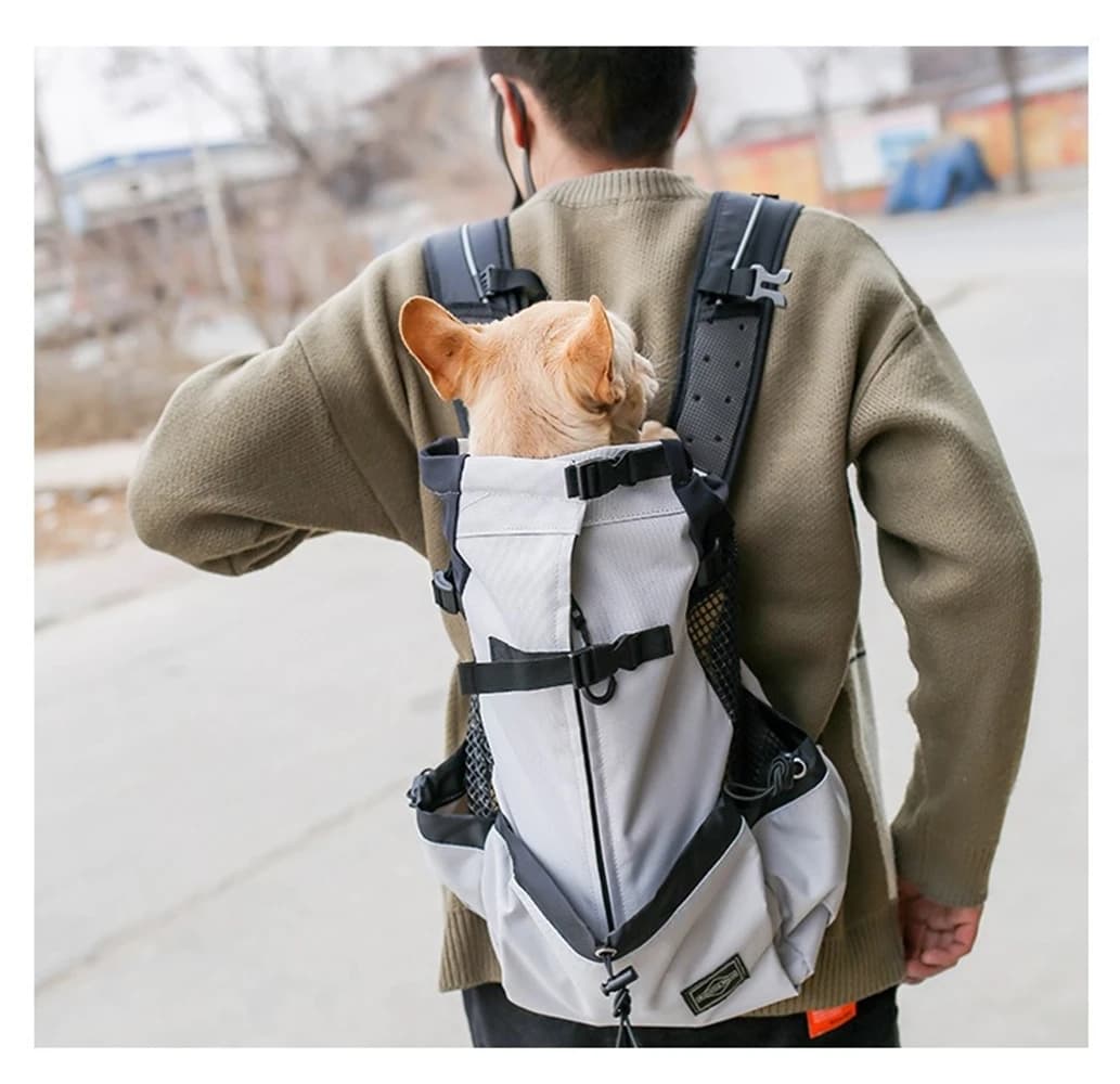 Waterproof Dog Backpack Carrier, Breathable Mesh Pet Backpack with Safety Buckle, Reflective Strip Pet Carrier for Small Medium