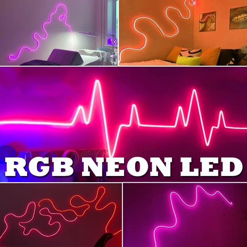 Luci al Neon RGB USB 5V Flessibili con Telecomando per Illuminazione Decorativa di Sale Giochi