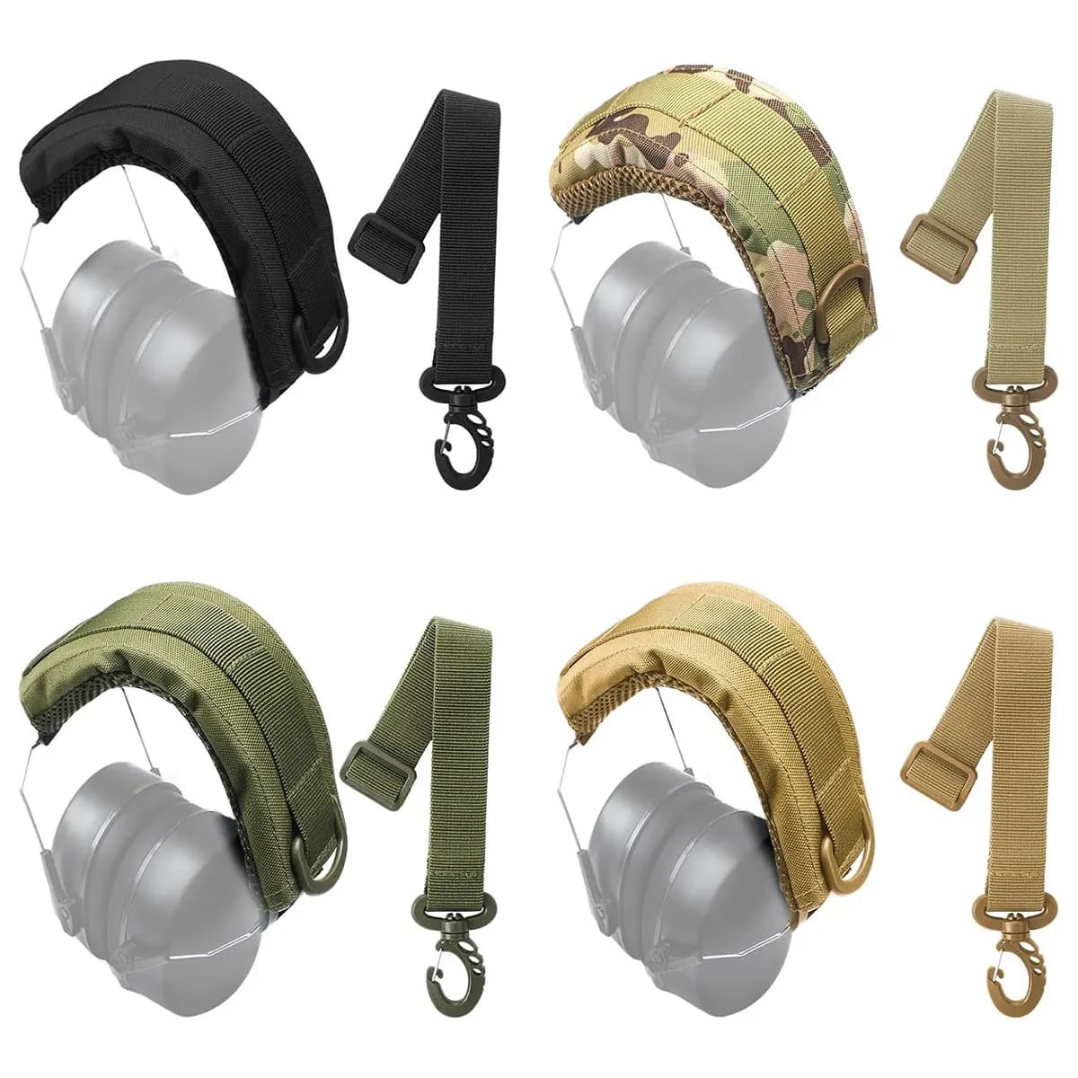 Custodia per auricolare modulare tattica Molle Fascia per auricolare Custodia protettiva per microfono Paraorecchie da caccia Cinghia per supporto per cuffie