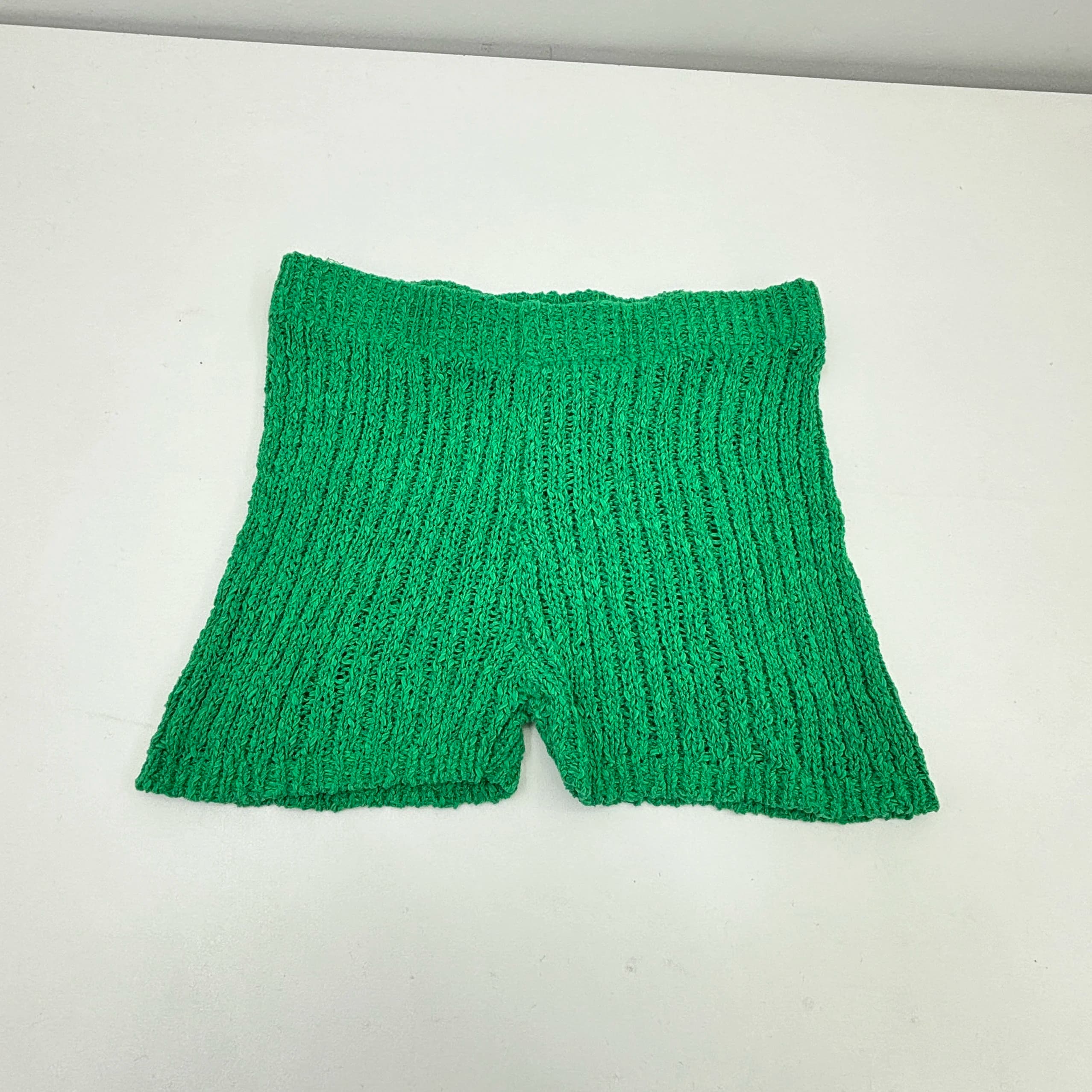 Pantaloncini Estivi in Maglia Verde, Comodi Pantaloni da Casa, Pantaloncini a Gamba Dritta in Fibra di Poliestere 100%, Pantaloni Casual per Donne