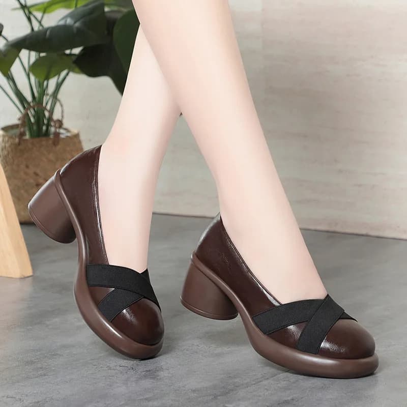 5.5cm british style all breathable match comfortable moccasins little deep shoes with women's platform 2025 autumn shoes with large heel office mom
