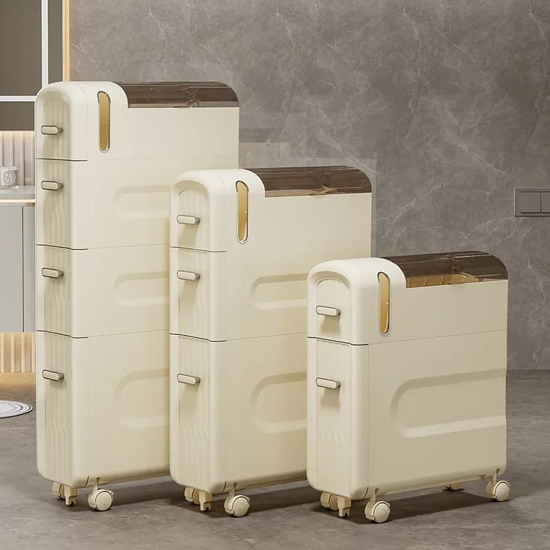 4-Tier Slim Rolling Cabinet Bathroom Laundry Kitchen Cart Narrow Drawers Toilet Paper Holder Casters Waterproof Frame