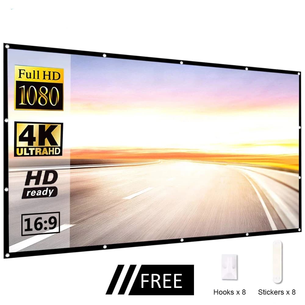 60 84 100 120 Schermo per proiettore da 150 pollici Schermo per proiezione portatile 16:9, Schermo per film all'aperto per Home Theater da viaggio per HY300