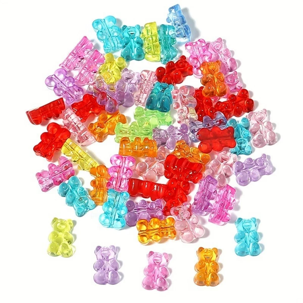 10-50pcs Color Bear Acrylic Beads Transparent Cute Gummy Bear Series Bead for Jewelry Making DIY Necklace Bracelet Earrings Gift
