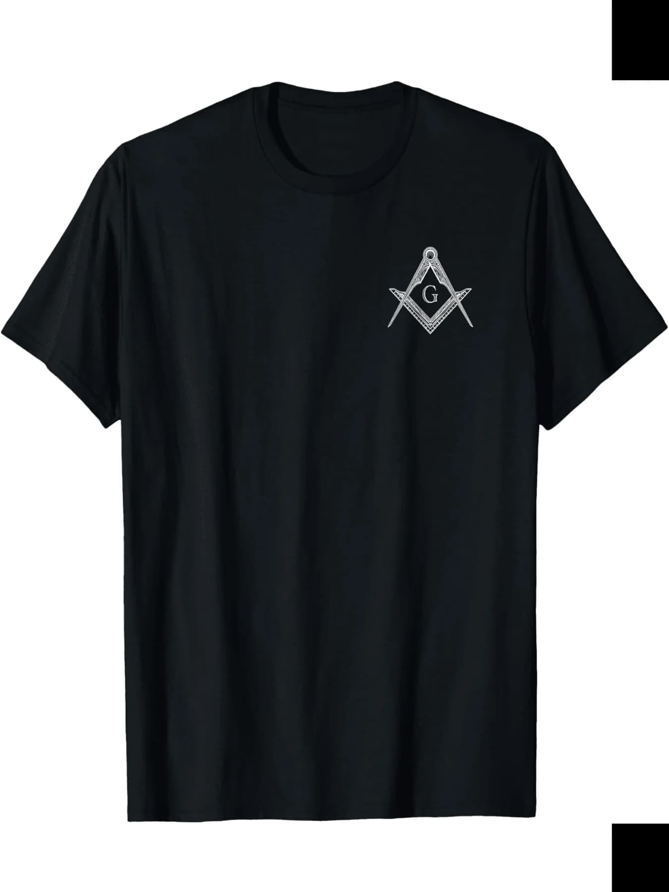 T-shirt da uomo in cotone traspirante con grafica massonica - Maglietta girocollo a maniche corte in cotone nero con design a quadrato e compasso