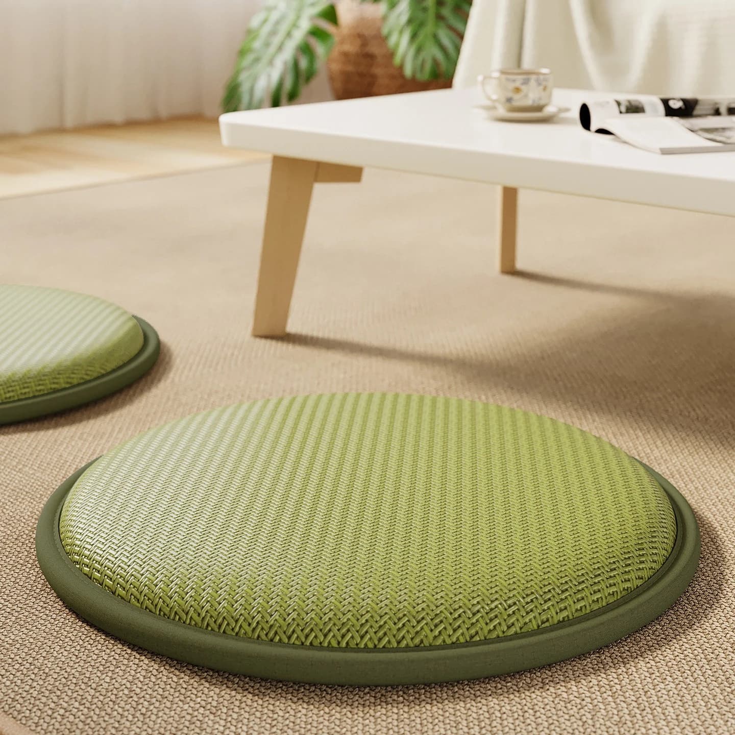 New Premium Sturdy Summer Floor Cushion for Tatami, Balcony, Bay Window, Meditation Kneeling Pad & Zafu Stool, Home Use.