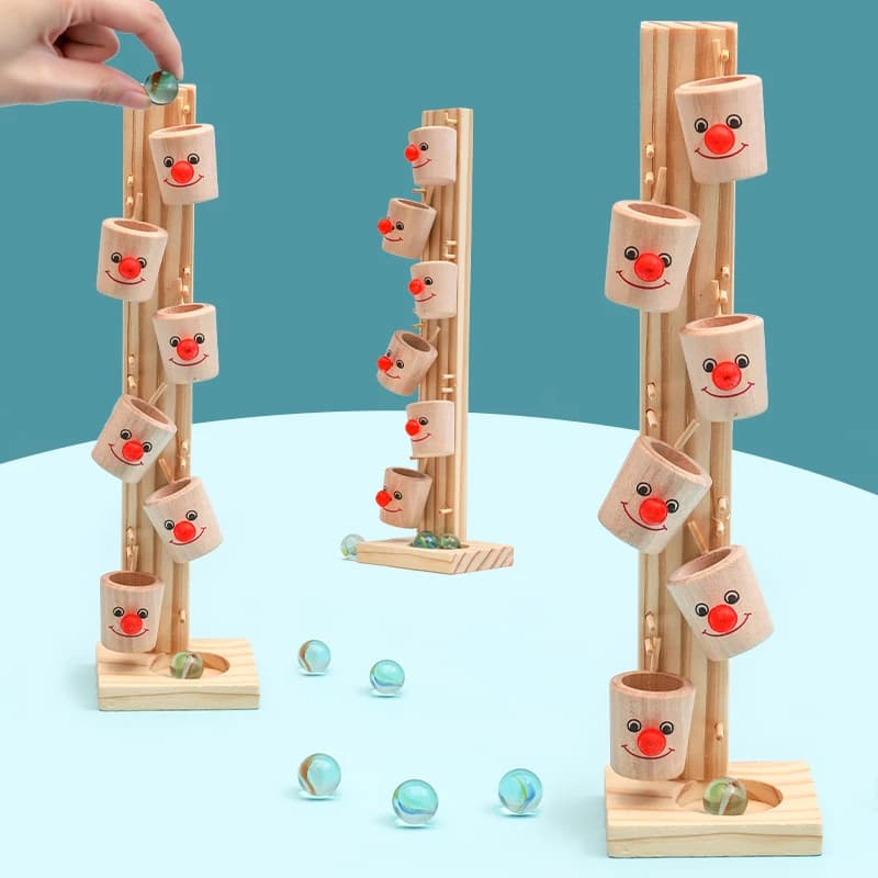 Montessori Clown Pattern Blocks Albero in legno per bambini Palla di marmo Run Track Gioco Giocattolo di intelligenza per l'educazione precoce Regalo per bambini