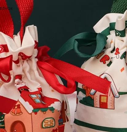 【DJyoe】 1PC Semplice regalo di Natale con nodo da polso Borsa per caramelle di Babbo Natale Borsa natalizia lavorata a maglia Borsa riutilizzabile per bomboniere