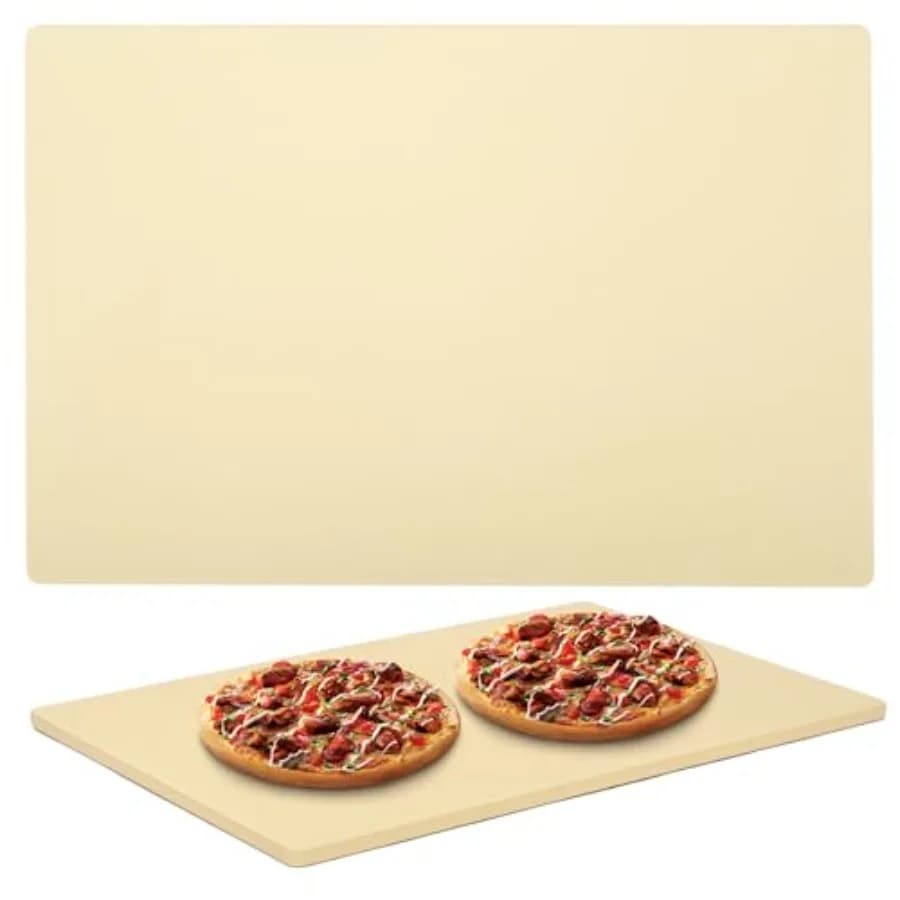 Forno e grill utilizzano una pietra per pizza rettangolare in cordierite grigia extra large 23,6'' x 15,7'' per cuocere due pizze personali o una pizzza grande.