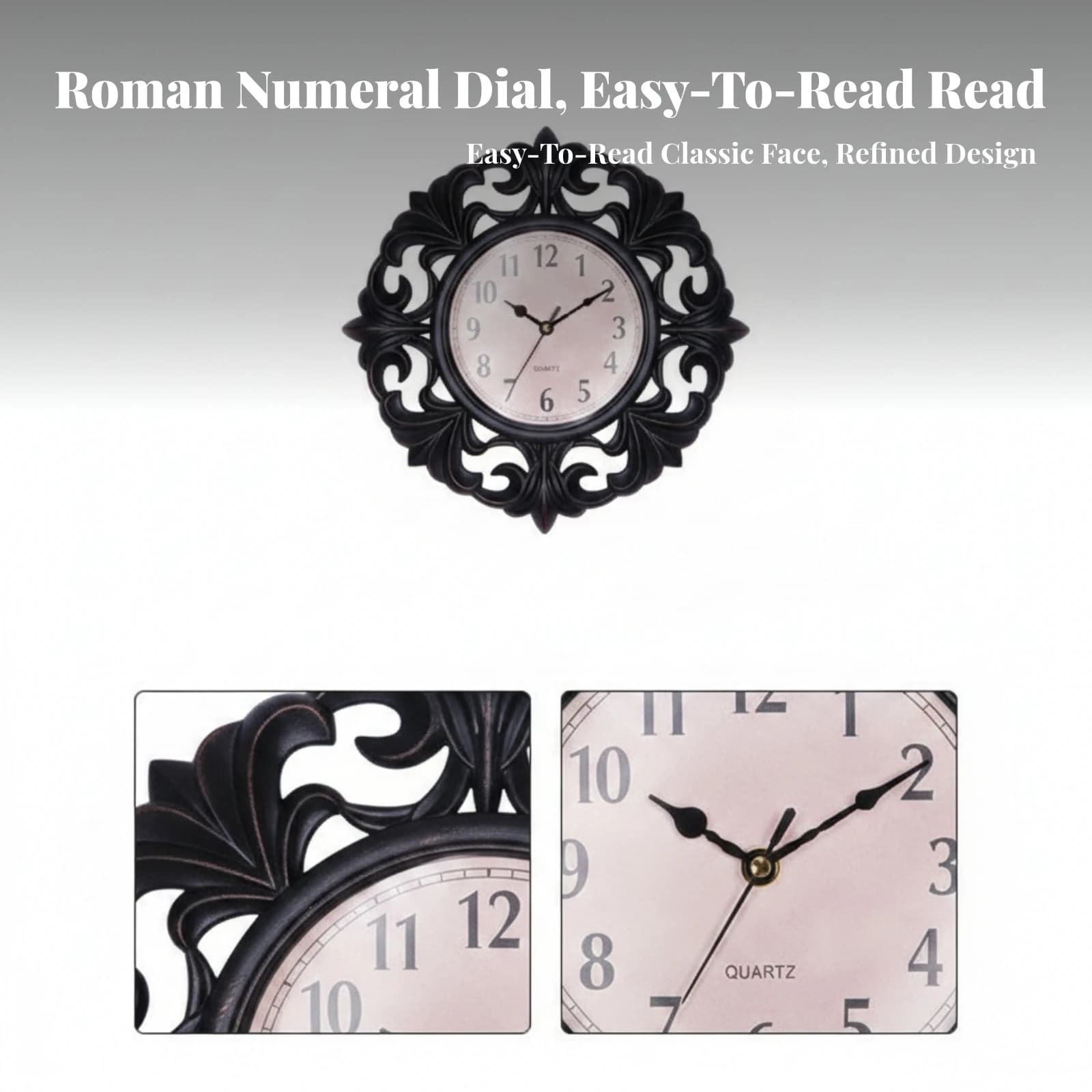 Ornate Wall Clock Home Decor Arabic Numerals Analog Openwork Wall Clock