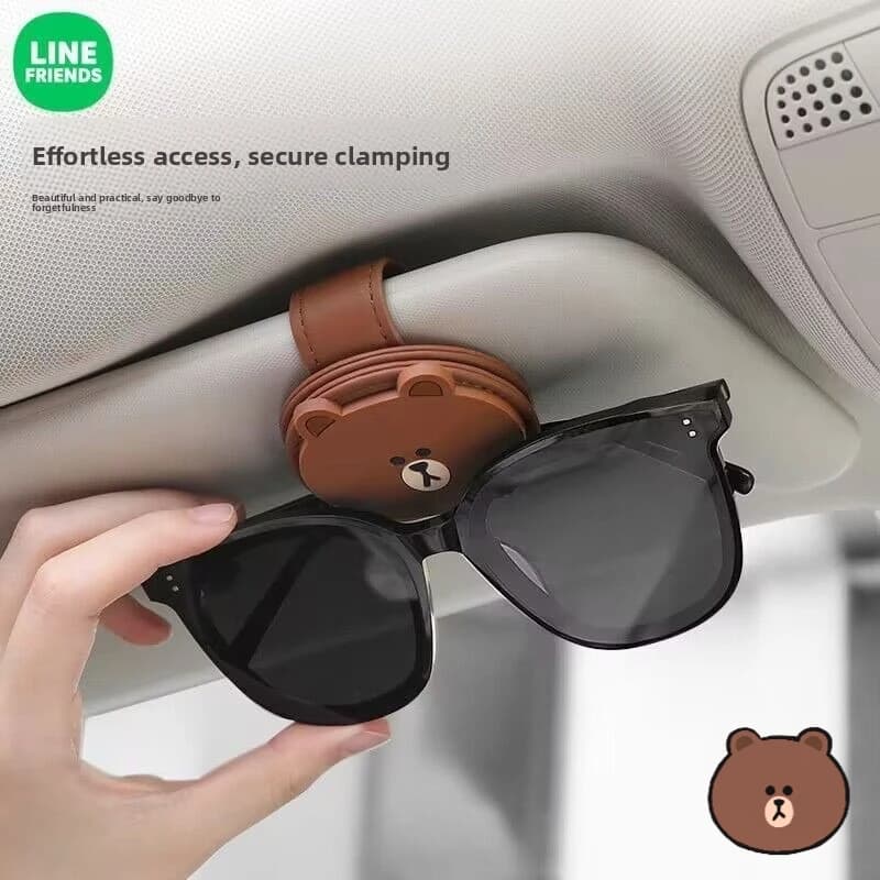 LINE FRIENDS Brown Cony Sally Anime Cartoon Carino Clip per Occhiali da Auto Kawaii Porta Occhiali da Sole per Visiera Auto Regalo Ingrosso