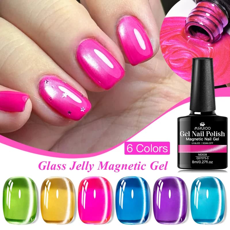 Smalto Semipermanente Magnetico in Gel Effetto Occhio di Gatto Trasparente da 8ml per Unghie, UV LED Soak Off, per Nail Art