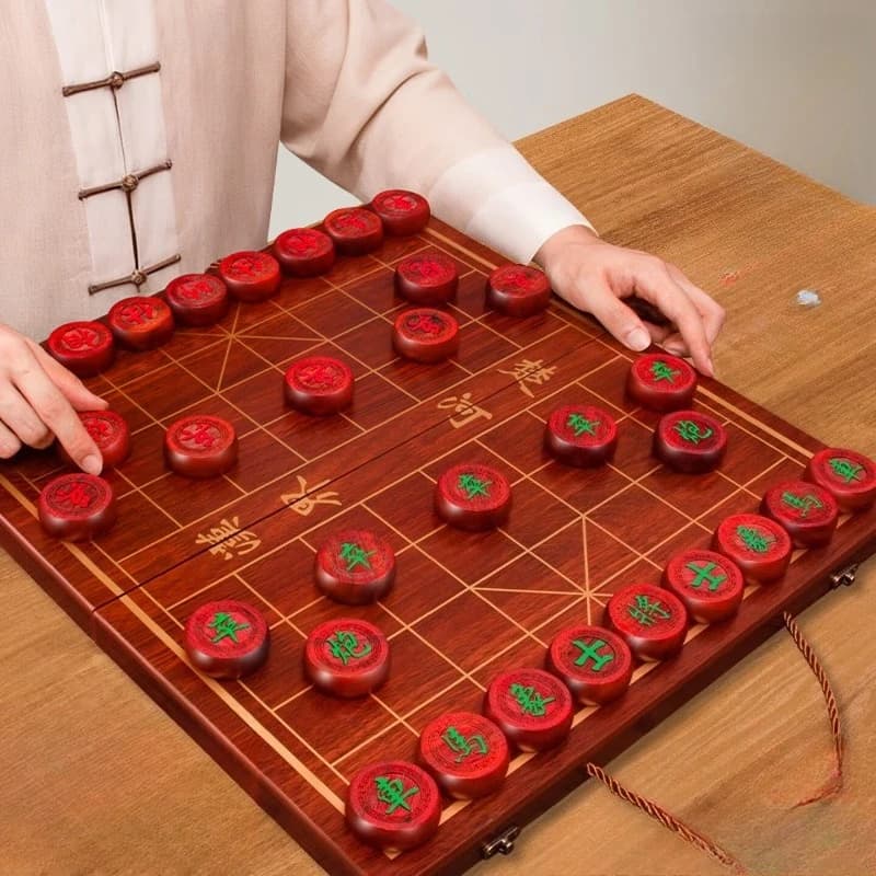 Boardgame Chinese Chess Couple Portable Wooden Luxury Carved Chinese Chess Educational Strategy Ajedrez Chino Entertainment Toys