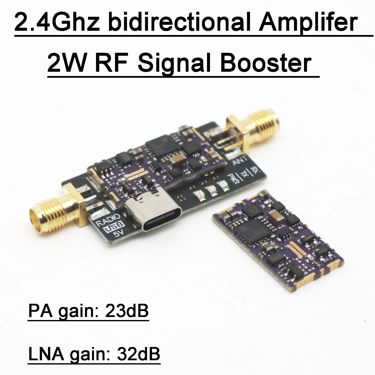 2.4Ghz 2W amplificatore di potenza bidirezionale 2.4G RF segnale Booster ricevitore trasmettitore PER WIFI ZigBee Lora Drone extender wireless