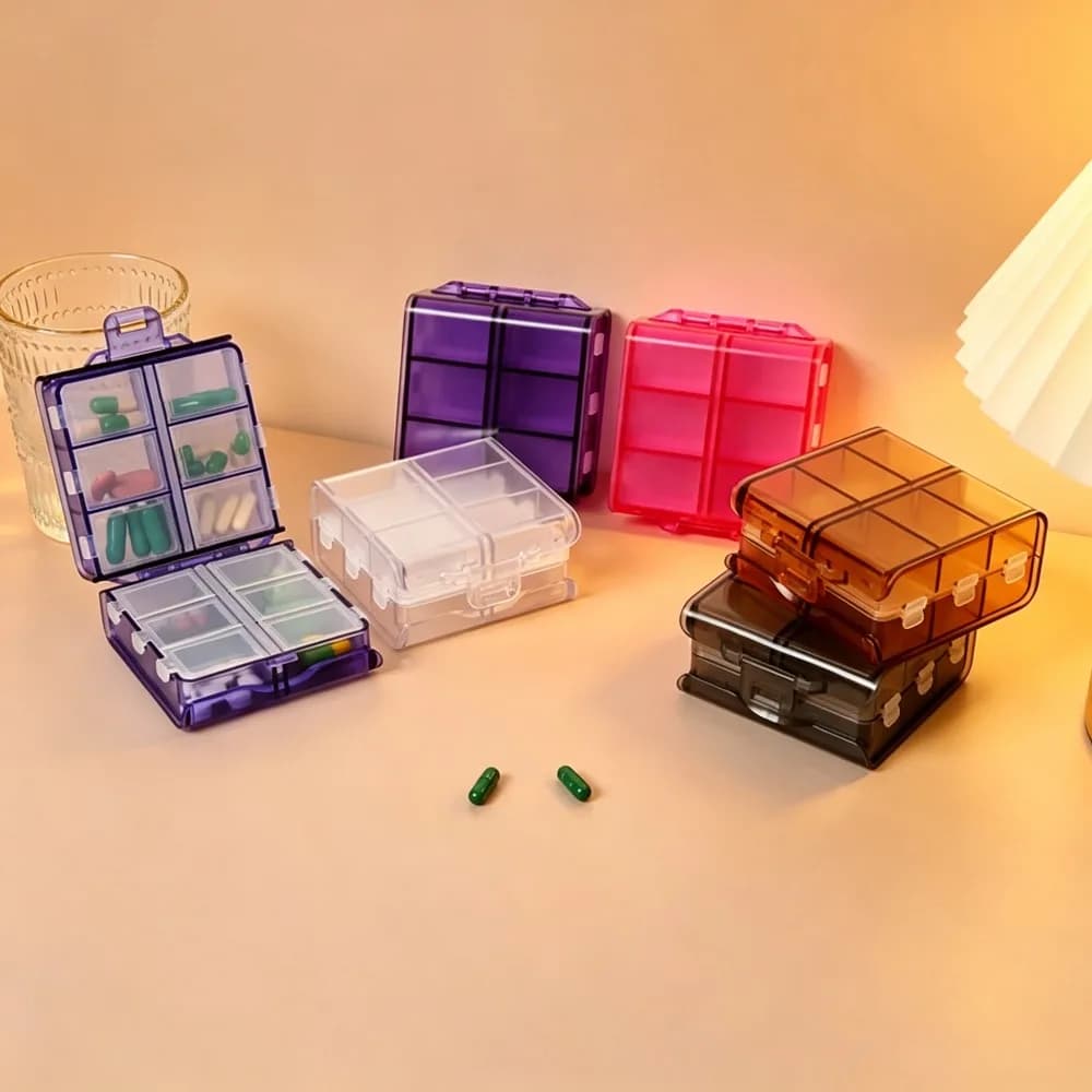 Nuovo Portapillole Premium Portatile con 12 Scomparti, Organizzatore Settimanale da Viaggio, Contenitore per Vitamine e Integratori