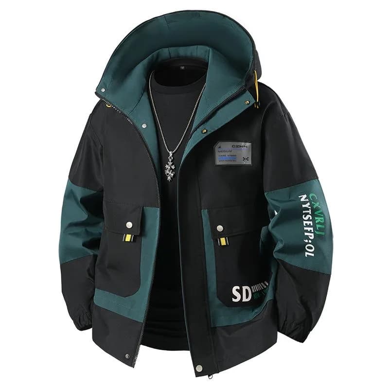 Autumn and Spring New Fashion Trend Sports Hooded Workwear Jacket Men's Casual Loose Comfortable Windproof Plus Size Coat