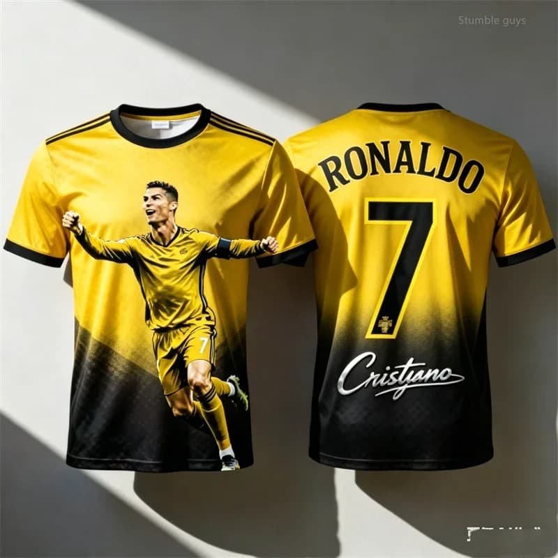Ronaldo 7 Football Jersey Casual Short Sleeve Men Summer Tshirt Kids Boys Clothes Men Kids Leisure And Outdoor Sports Wear