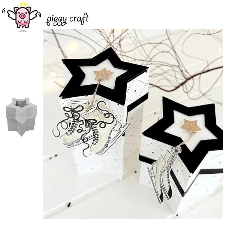 Piggy Craft Metal Strip Cutting Star 3D Box Scrapbook Paper Craft Blade Punching Blade Stencil Dies