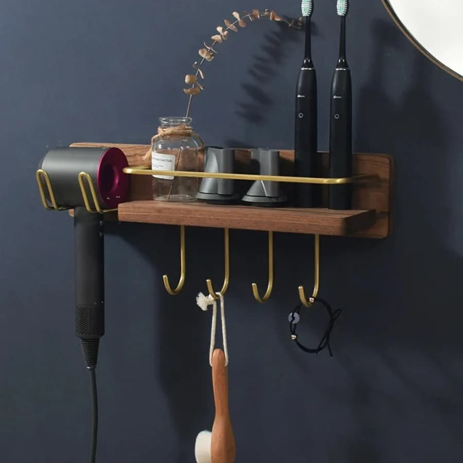 Solid brass bath shelves, hairdryer, wall shelf, cups, shower holders, bathroom accessories, shower organizer