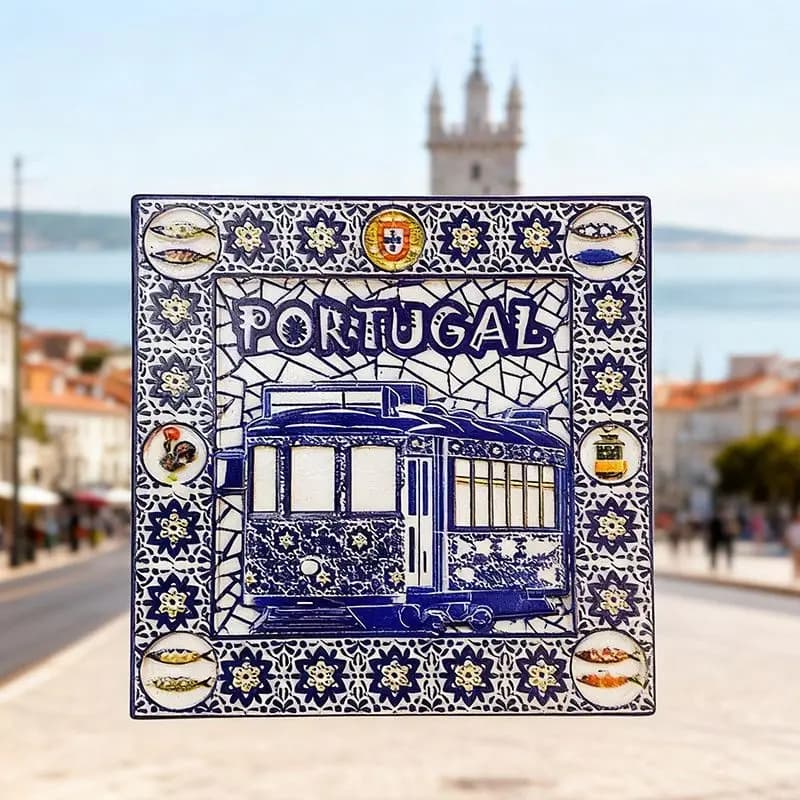 Souvenir turistico del tram portoghese3d3D Imitazione Piastrella Magnete magnetico per frigorifero Decorazione creativa della cucina di casa
