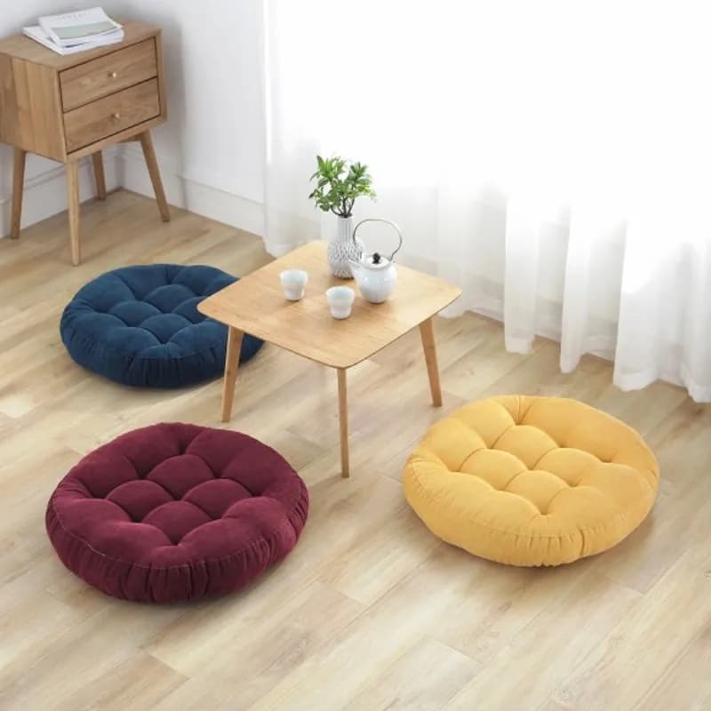 Large Round Floor Pillow Cushion Tufted Thick Meditation Yoga Tatami Fireplaces Christmas Red Seating for Adults And Kids