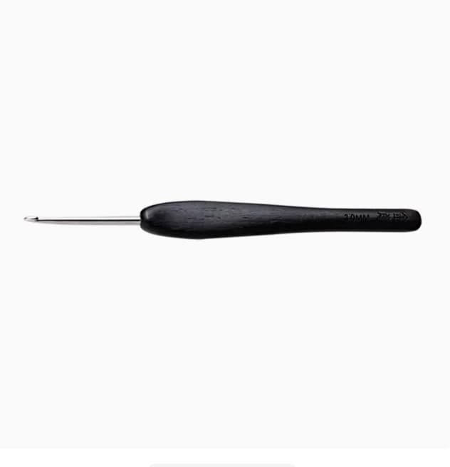 Jinlan Manico in legno nero Gancio stile stoffa all'uncinetto Ago in acciaio inossidabile lucidato a mano 0,1 0,2 0,3 0,4 0,5 0,6 0,7 0,9 1,0 mm