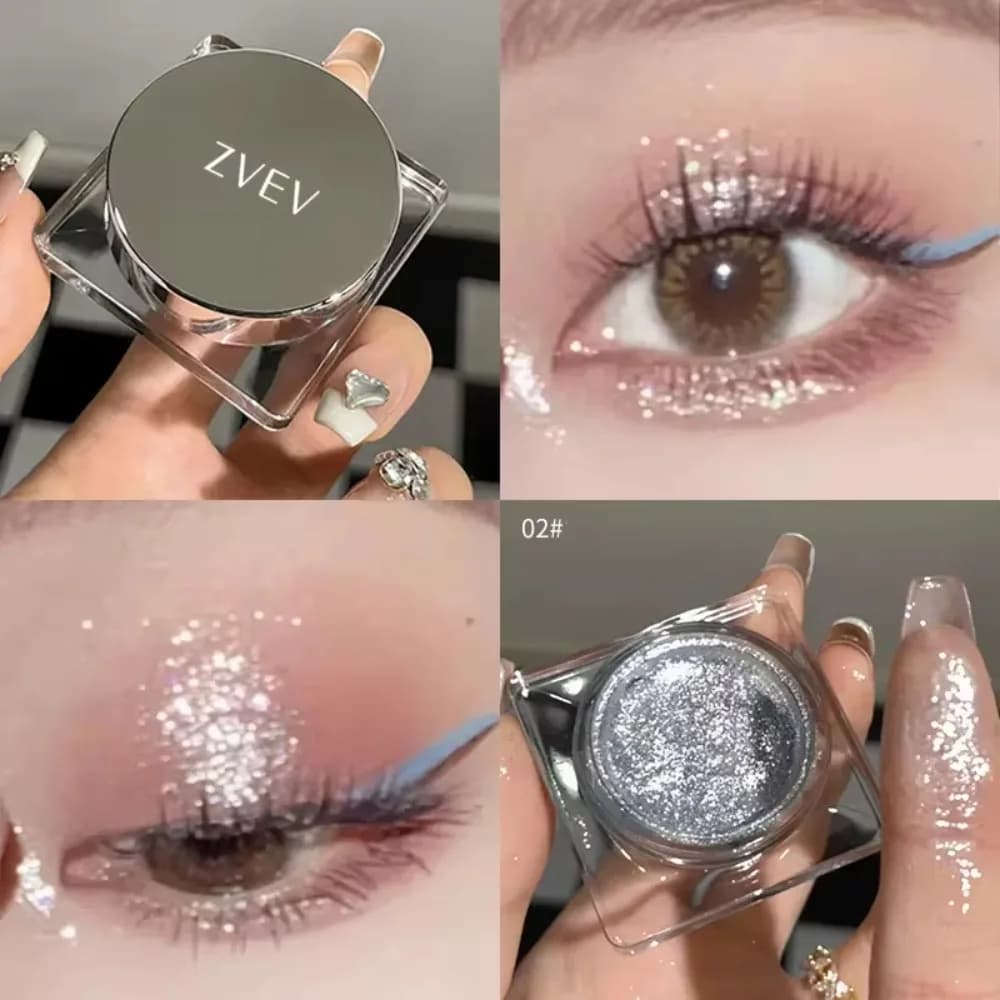New Glitter Punk Smoky Black Ombretto Gel Trucco Metallico Argento scuro Occhi bagnati Tavolozza di ombretti Pigmenti perlati Evidenziatore