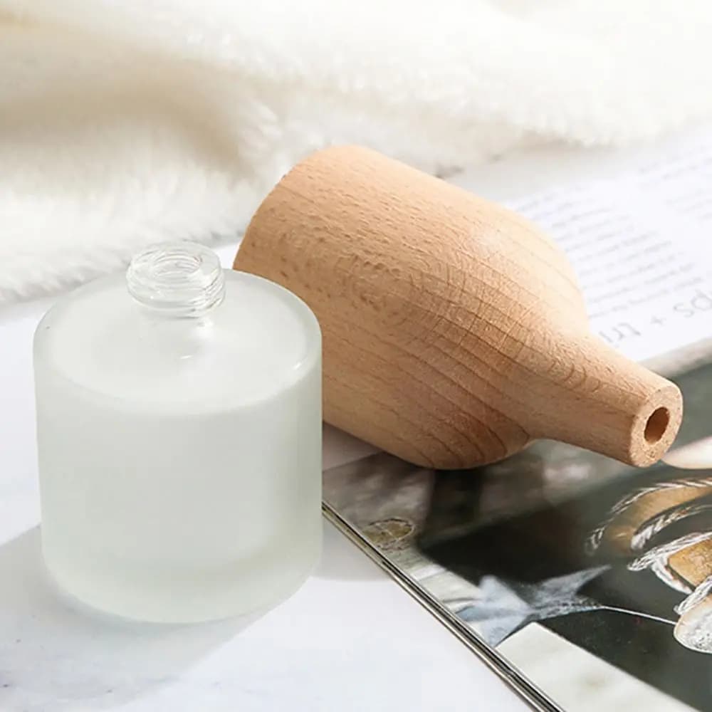 Bottiglia di Vetro Vuota per Oli Volatili, Creativa e Ricaricabile, con Tappo in Legno, Trasparente, per Aromaterapia e Studio