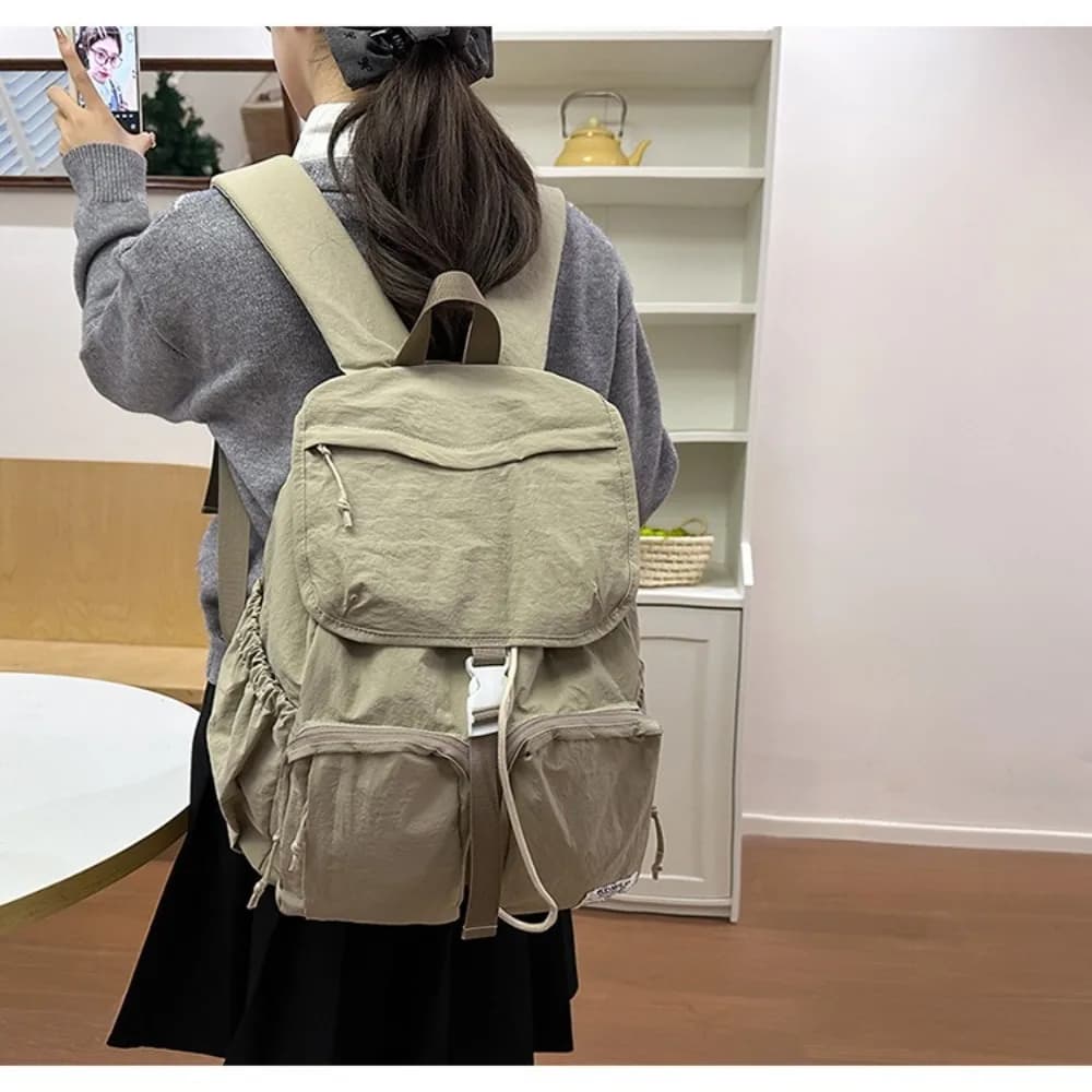 Casual Japanse Style Travel Backpack Ultralight Large Capacity School Bag Solid Color Outdoor Camping Bag Unisex