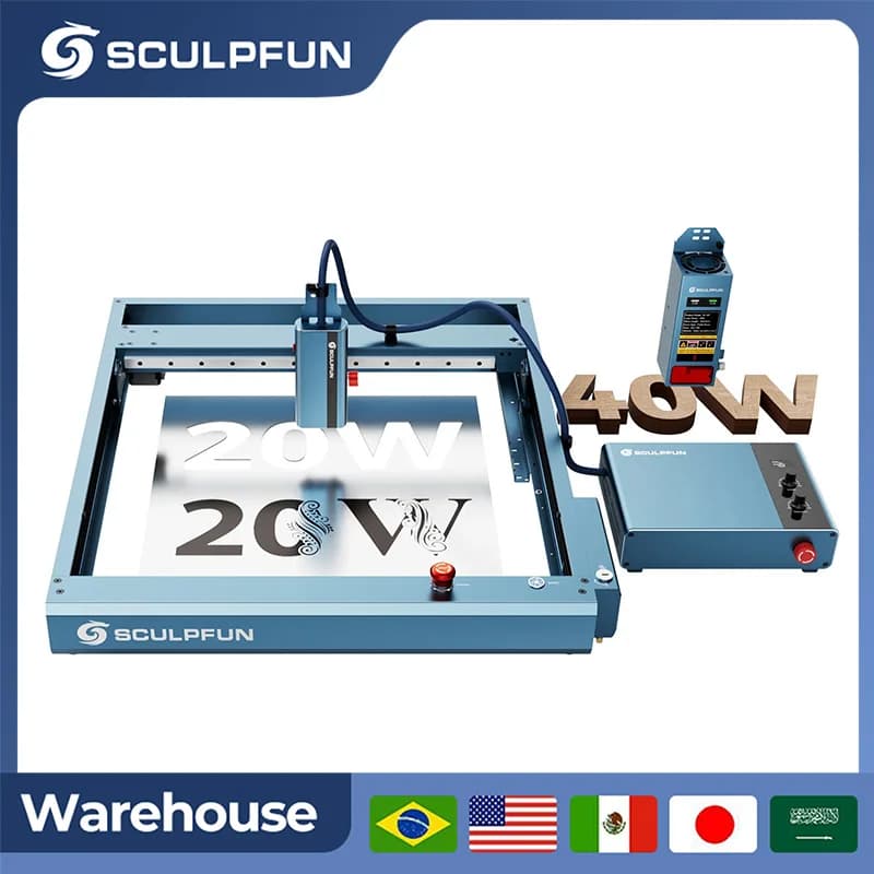 SCULPFUN A9 Ultra 40W Diode 20W Infrared Fiber Laser Dual Laser Engraver Cutting Machine For Wood Paper Metal Plastic Leather